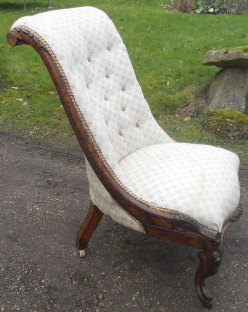 Victorian Walnut Framed Upholstered Nursing Chair