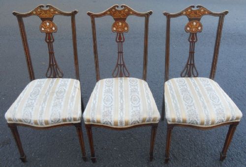 Set of Three Edwardian Mahogany Salon Chairs
