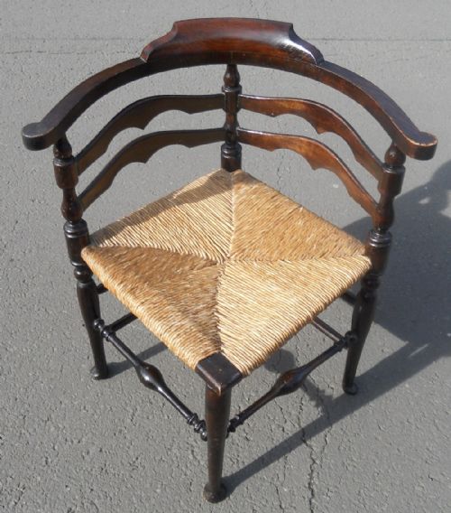 Rush Seat Ladderback Corner Armchair