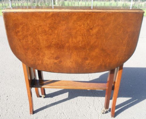 EDWARDIAN BURR WALNUT DROPLEAF COFFEE TABLE - ADDITIONAL PHOTO 1