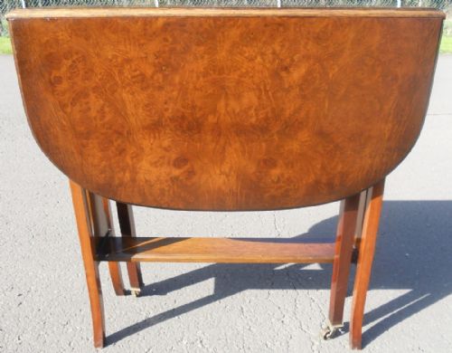 EDWARDIAN BURR WALNUT DROPLEAF COFFEE TABLE - ADDITIONAL PHOTO 2