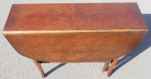 EDWARDIAN BURR WALNUT DROPLEAF COFFEE TABLE - ADDITIONAL PHOTO 3