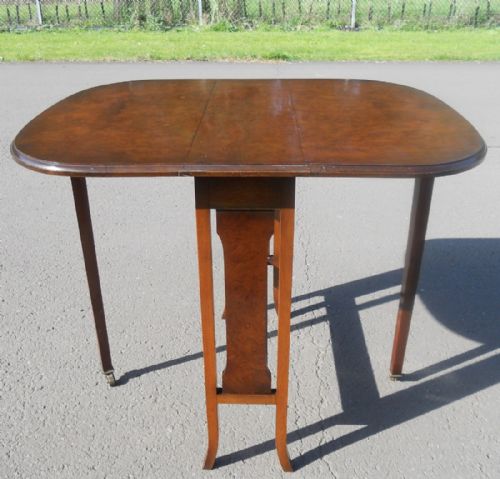 EDWARDIAN BURR WALNUT DROPLEAF COFFEE TABLE - ADDITIONAL PHOTO 4