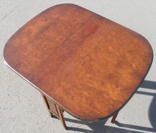 EDWARDIAN BURR WALNUT DROPLEAF COFFEE TABLE - ADDITIONAL PHOTO 5