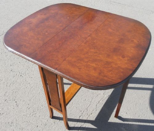 EDWARDIAN BURR WALNUT DROPLEAF COFFEE TABLE - ADDITIONAL PHOTO 6