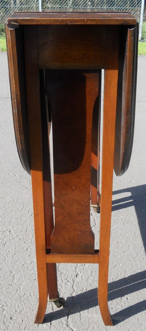 EDWARDIAN BURR WALNUT DROPLEAF COFFEE TABLE - ADDITIONAL PHOTO 9