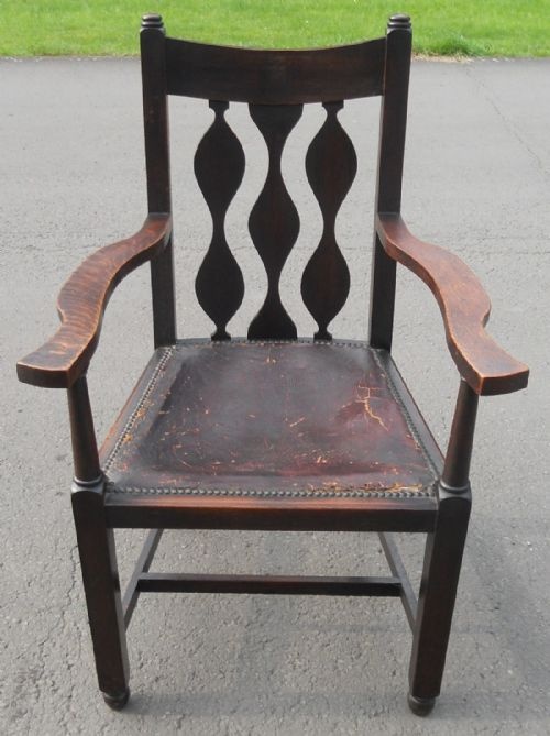 Arts & Craft Oak Carver Armchair