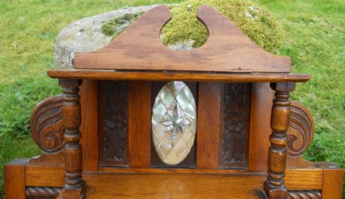 EDWARDIAN SMALL OAK OVERMANTEL MIRROR - ADDITIONAL PHOTO 2