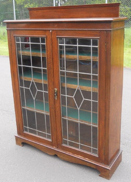 Oak Leaded Glazed Bookcase