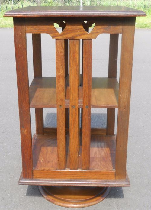 SMALL ARTS CRAFT OAK REVOLVING BOOKCASE - ADDITIONAL PHOTO 1