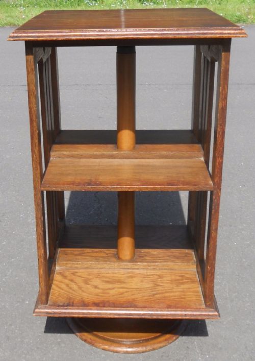 SMALL ARTS CRAFT OAK REVOLVING BOOKCASE - ADDITIONAL PHOTO 2