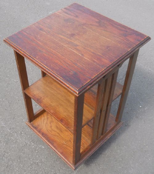 SMALL ARTS CRAFT OAK REVOLVING BOOKCASE - ADDITIONAL PHOTO 3