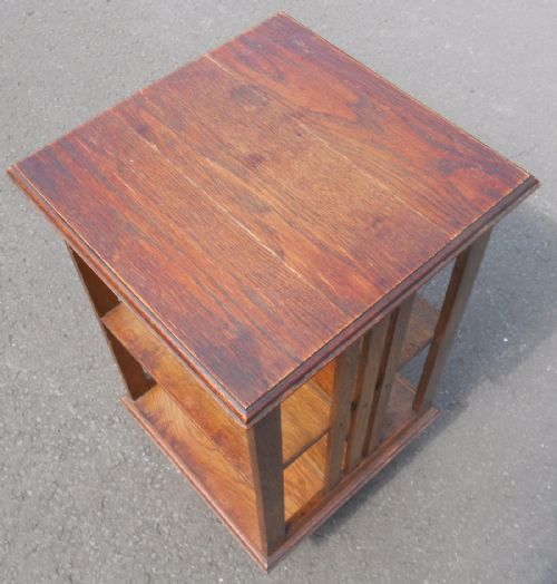 SMALL ARTS CRAFT OAK REVOLVING BOOKCASE - ADDITIONAL PHOTO 4