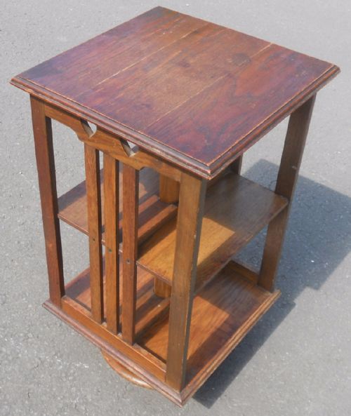 SMALL ARTS CRAFT OAK REVOLVING BOOKCASE - ADDITIONAL PHOTO 5