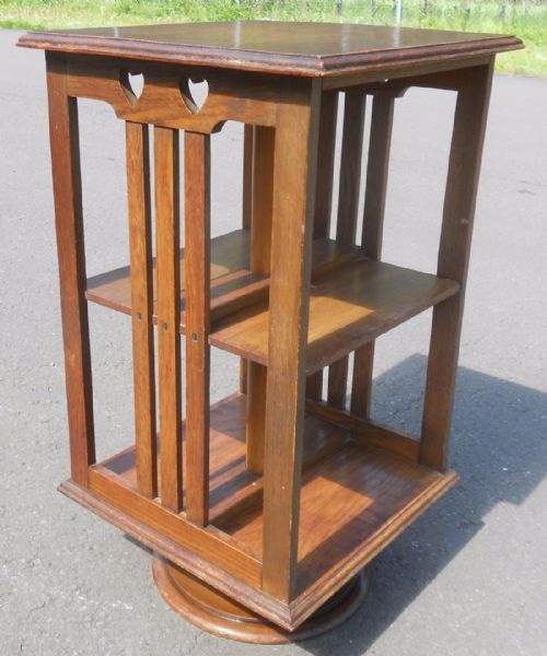 SMALL ARTS CRAFT OAK REVOLVING BOOKCASE - ADDITIONAL PHOTO 6