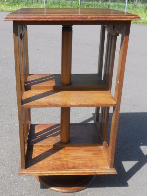 SMALL ARTS CRAFT OAK REVOLVING BOOKCASE - ADDITIONAL PHOTO 7