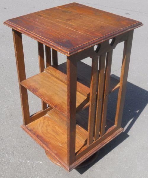 SMALL ARTS CRAFT OAK REVOLVING BOOKCASE - ADDITIONAL PHOTO 8
