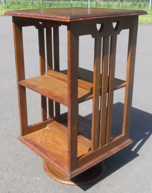SMALL ARTS CRAFT OAK REVOLVING BOOKCASE - ADDITIONAL PHOTO 9