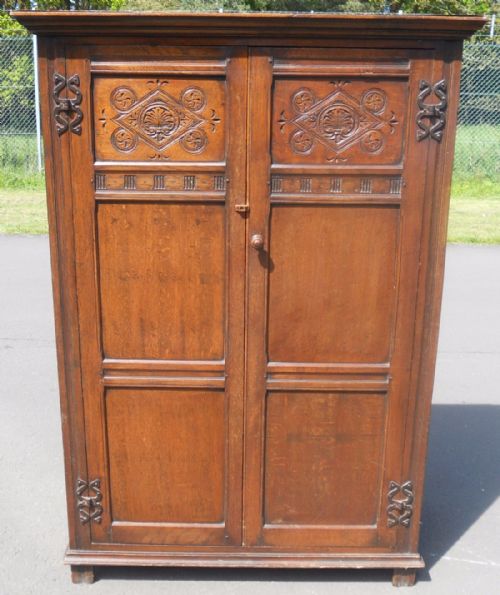 Panelled Oak Two Door Wardrobe