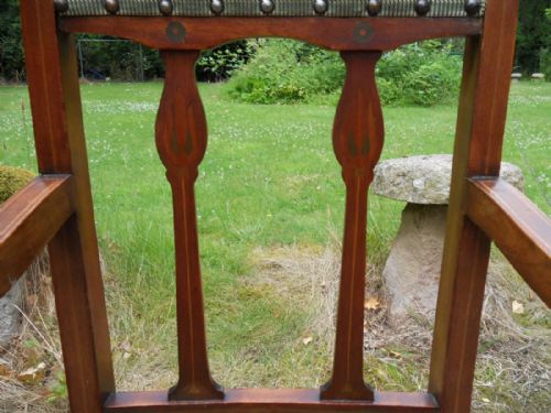 PAIR ART NOUVEAU MAHOGANY SALON CARVER ARMCHAIRS - ADDITIONAL PHOTO 8