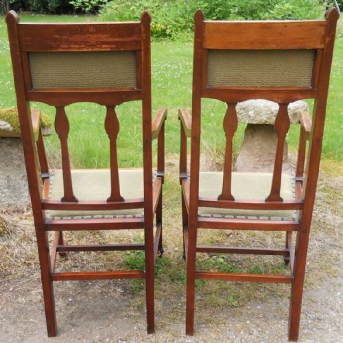 PAIR ART NOUVEAU MAHOGANY SALON CARVER ARMCHAIRS - ADDITIONAL PHOTO 10