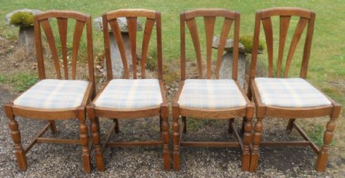 Set of Four Deco Oak Dining Chairs