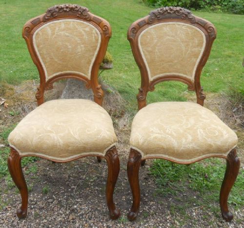 Pair Victorian Walnut Dining Chairs
