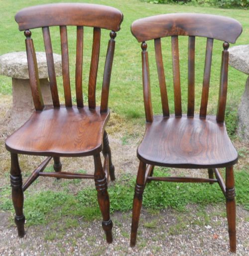 Two Windsor Lathback Kitchen Chairs