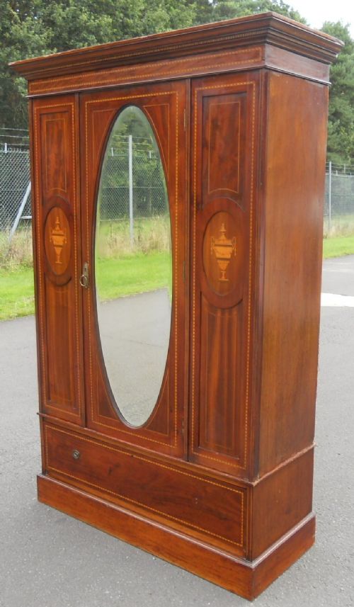 fig 1. Edwardian Inlaid Mahogany Hanging Wardrobe