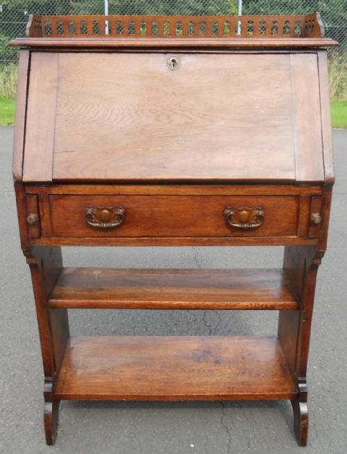 fig 1. Arts & Craft Narrow Oak Writing Bureau