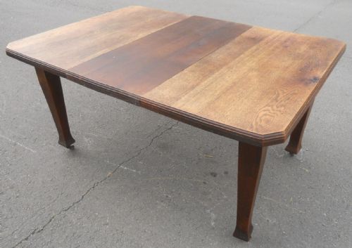 Edwardian Oak Extending Dining Table Seat Six