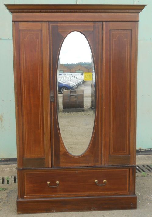 Edwardian Inlaid Mahogany Hanging Wardrobe