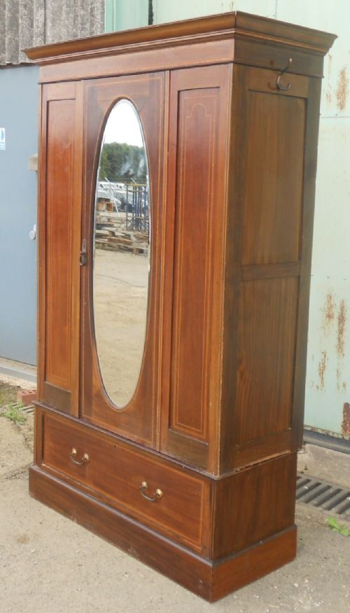 fig 1. Edwardian Inlaid Mahogany Hanging Wardrobe