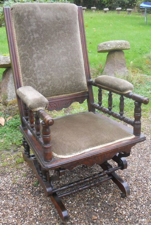 Edwardian Upholstered Rocking Armchair