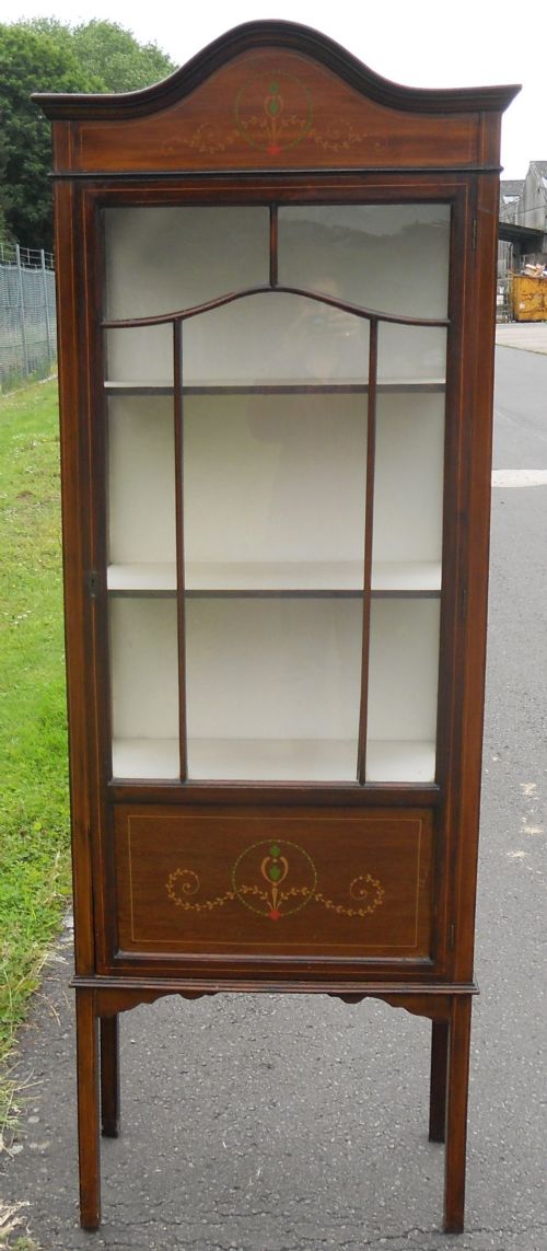 Edwardian Inlaid Mahogany China Display Cabinet