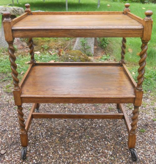 Oak Barley Twist Tea Trolley