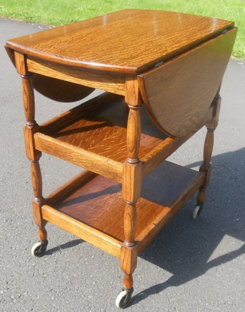 Oak Dropleaf Tea Trolley