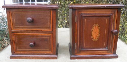 Pair Edwardian Inlaid Mahogany Small Cabinets