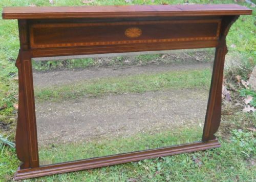 Edwardian Inlaid Mahogany Overmantel Mirror