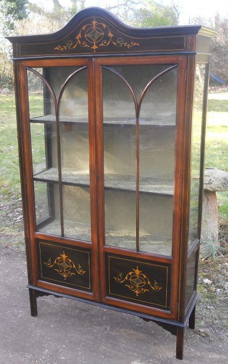Edwardian Inlaid Mahogany China Display Cabinet