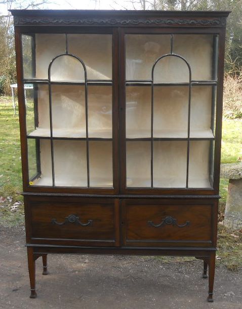 Edwardian Large Mahogany China Display Cabinet