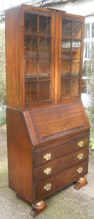 fig 1. Deco Oak Bureau Bookcase