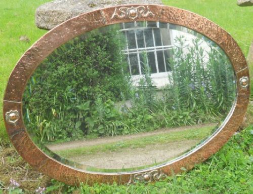 Oval Copper Framed Wall Mirror