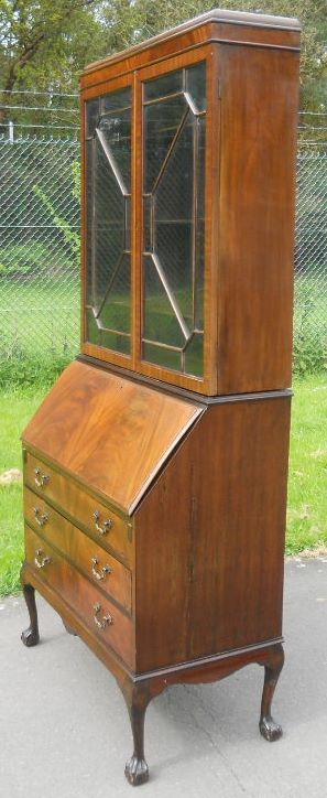 fig 1. Queen Anne Style Mahogany Bureau Bookcase 