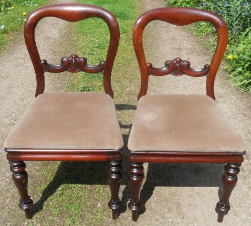 Pair Victorian Mahogany Dining Chairs