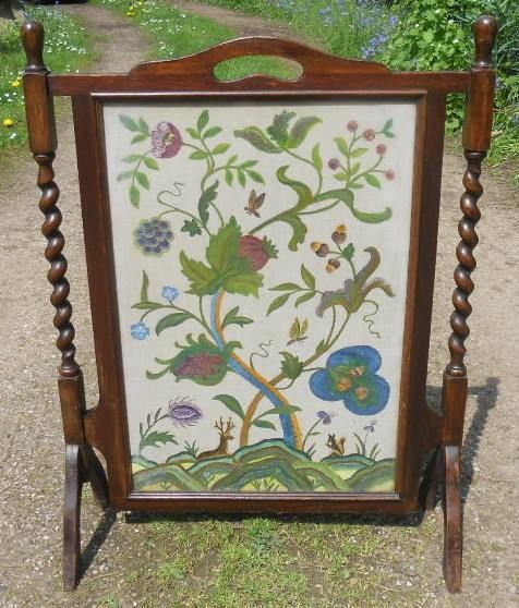 Oak Framed Embroidered Firescreen