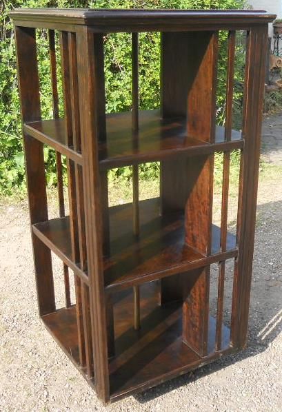 Edwardian Tall Oak Revolving Bookcase