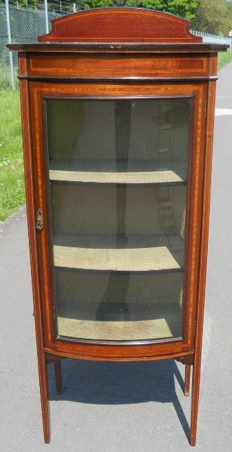 Edwardian Small Inlaid Mahogany China Display Cabinet
