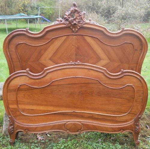 French Ornate Walnut Bed Ends
