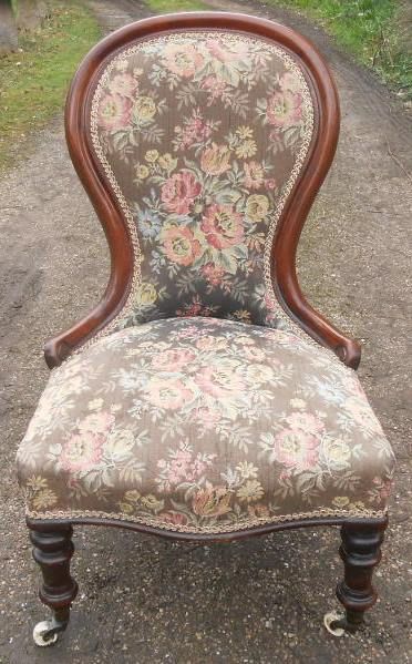 Victorian Mahogany Frame Upholstered Nursing Chair